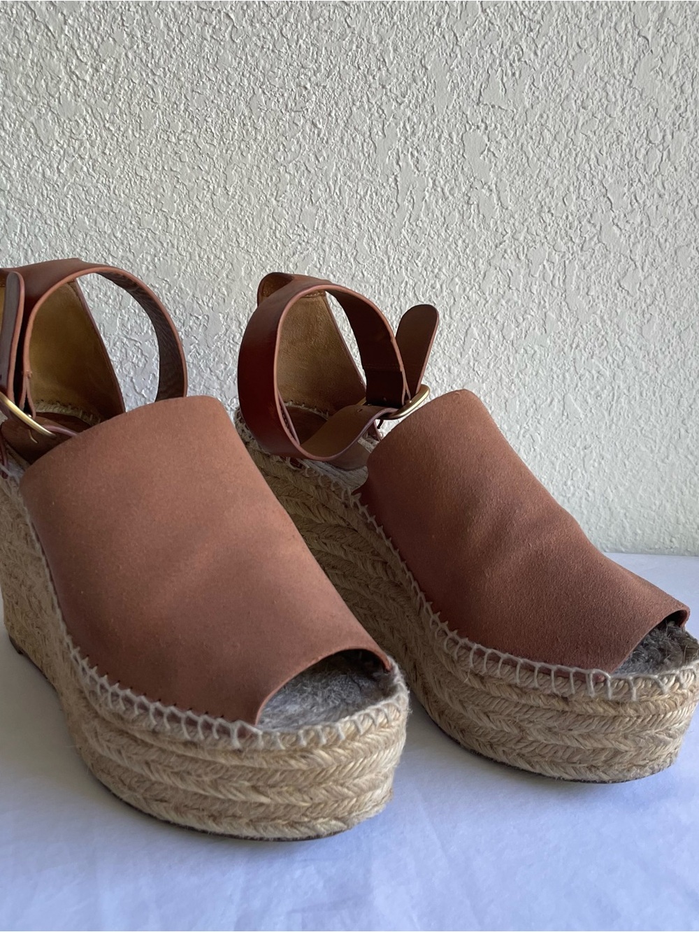 Chloe Tan Espadrille Platform Sandals